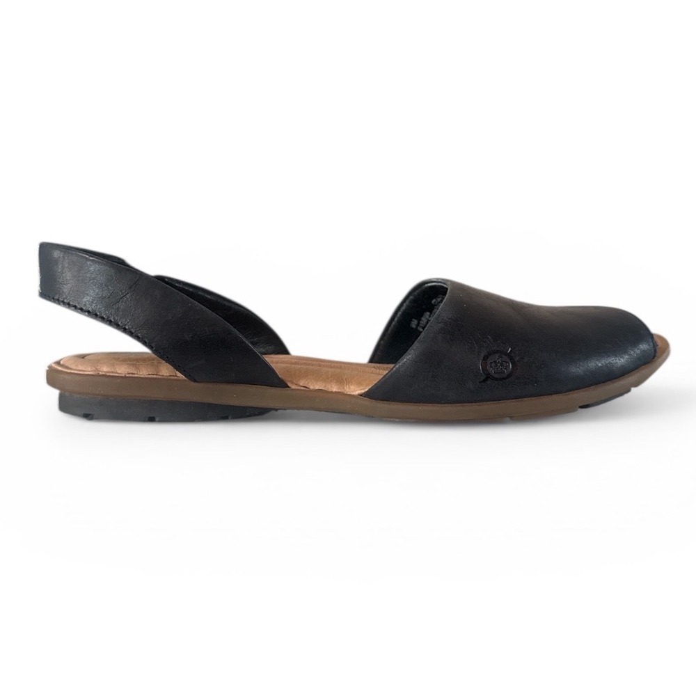 Born Black Leather Open-Toe Slingback Sandals